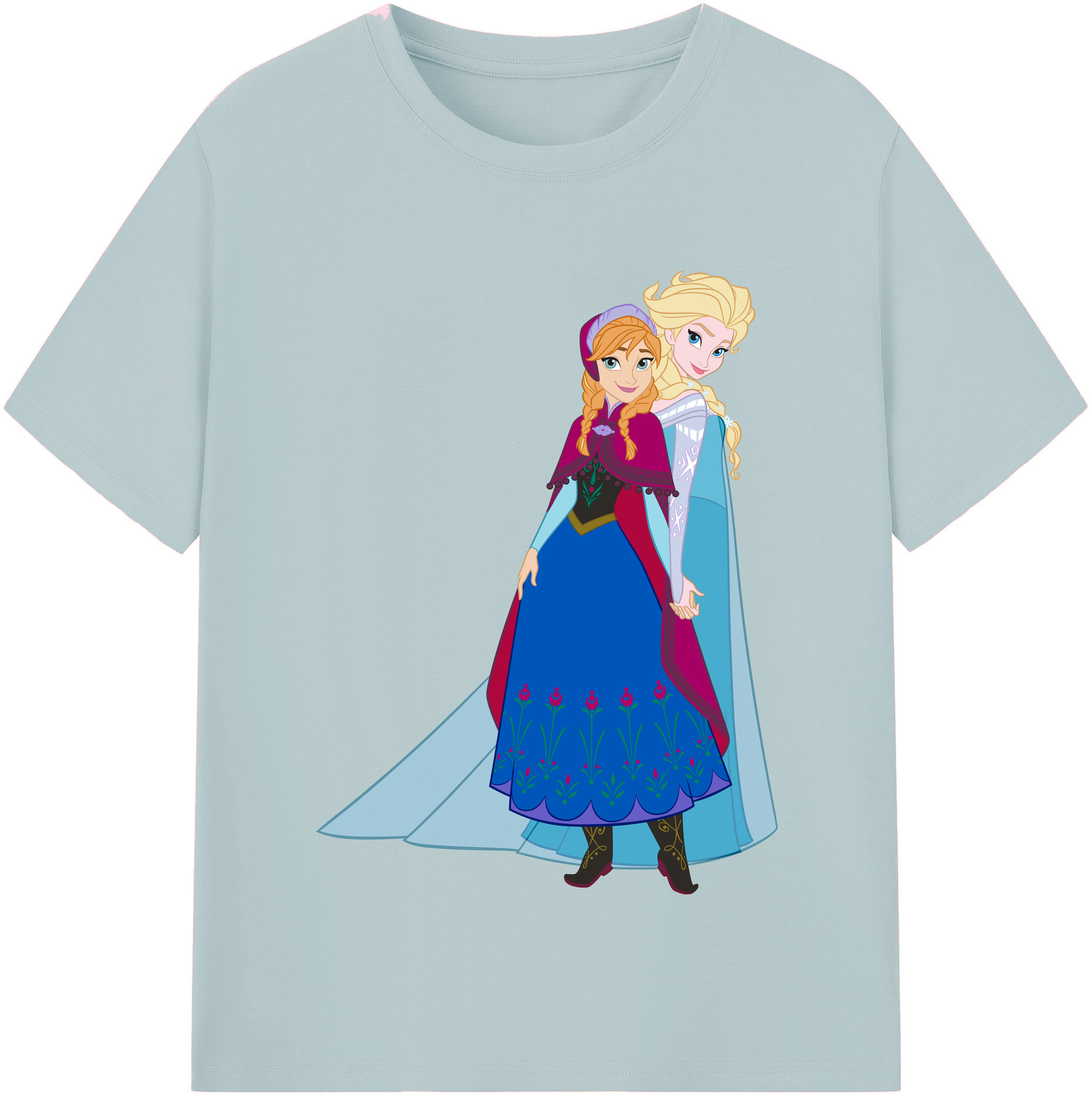 （画像用） アナと雪の女王 アンナ エルサ Frozen Anna Elsa 綿100％半袖Tシャツ（フロントプリント）